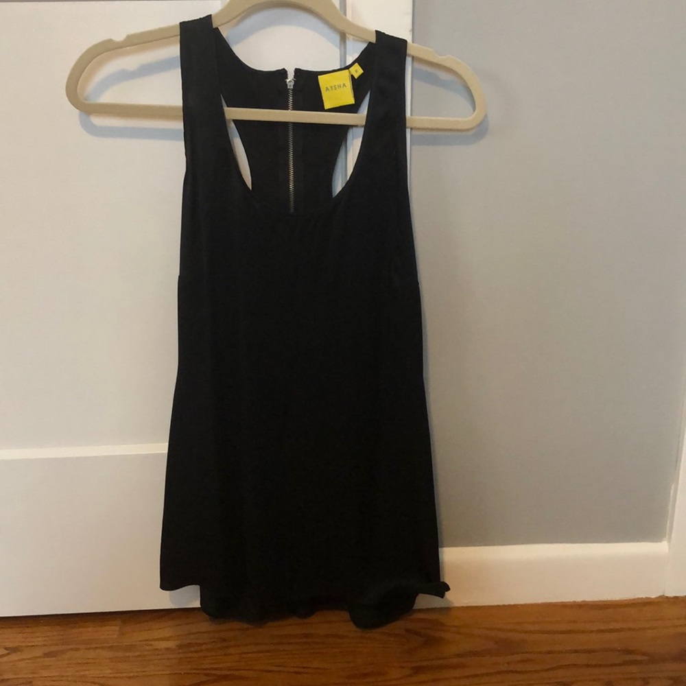 Silk tank with jeweled detail on back!